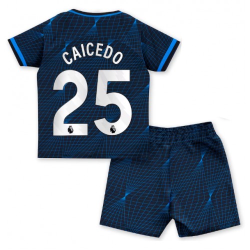 Maillot de foot Chelsea Moises Caicedo #25 Extérieur enfant 2023-24 Manches Courte (+ pantalon court)
